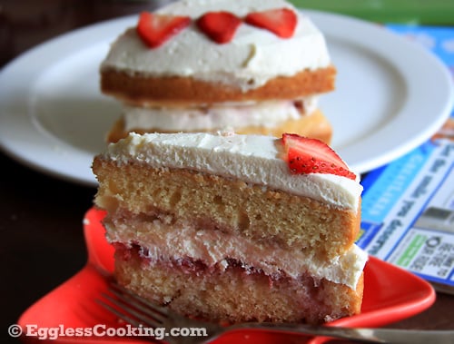 Eggless Strawberry Cake Recipe - ASmallBite