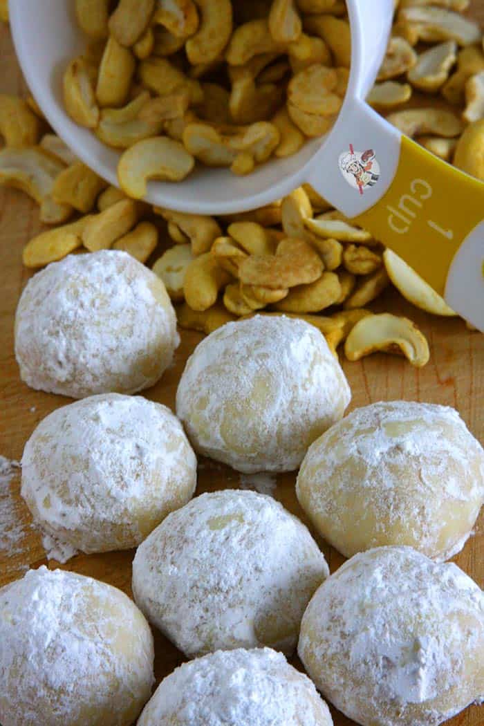 Eggless Cashew Snowball Cookies