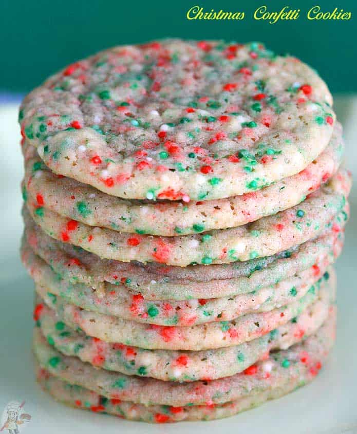 Eggless Christmas Confetti/Funfetti Cookies