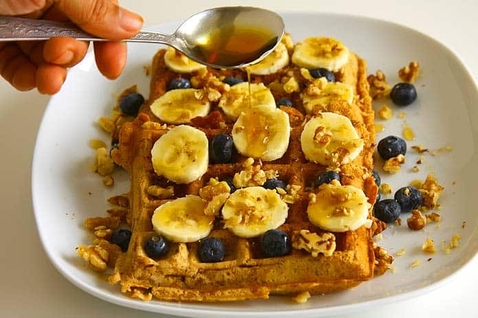 Eggless Oatmeal Nut Waffles