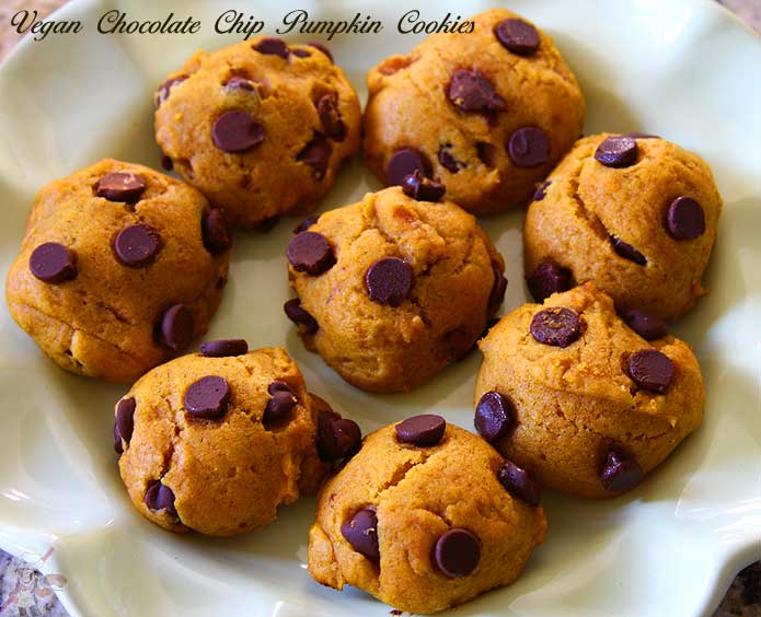 Vegan Chocolate Chips Pumpkin Cookies