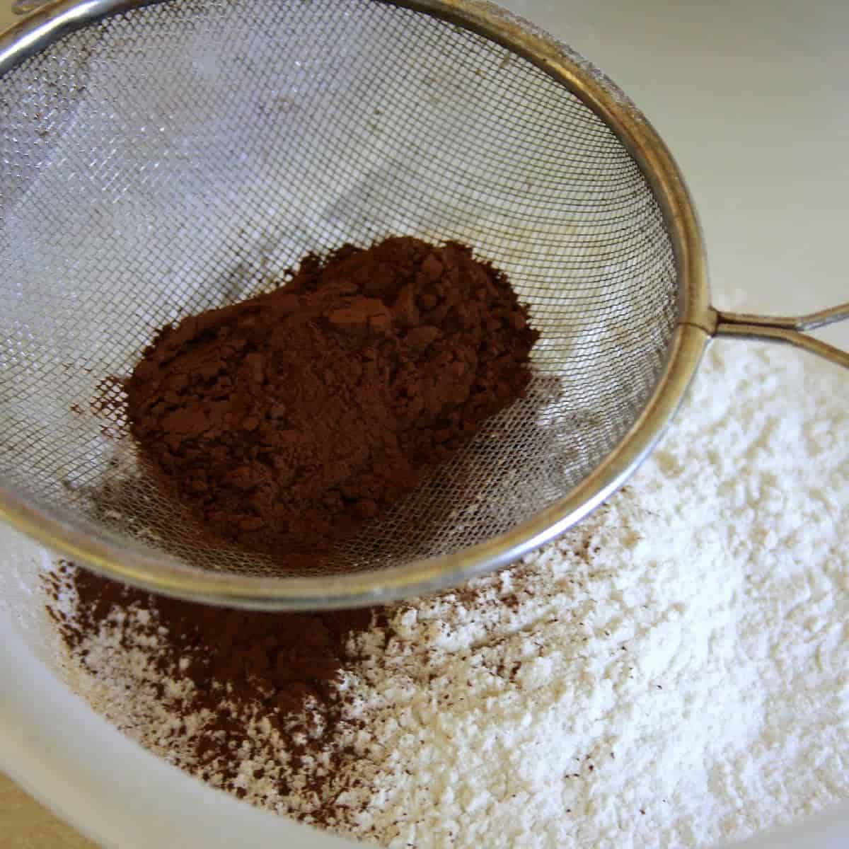 sift the flour cocoa powder