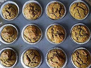 Banana spinach muffins ready