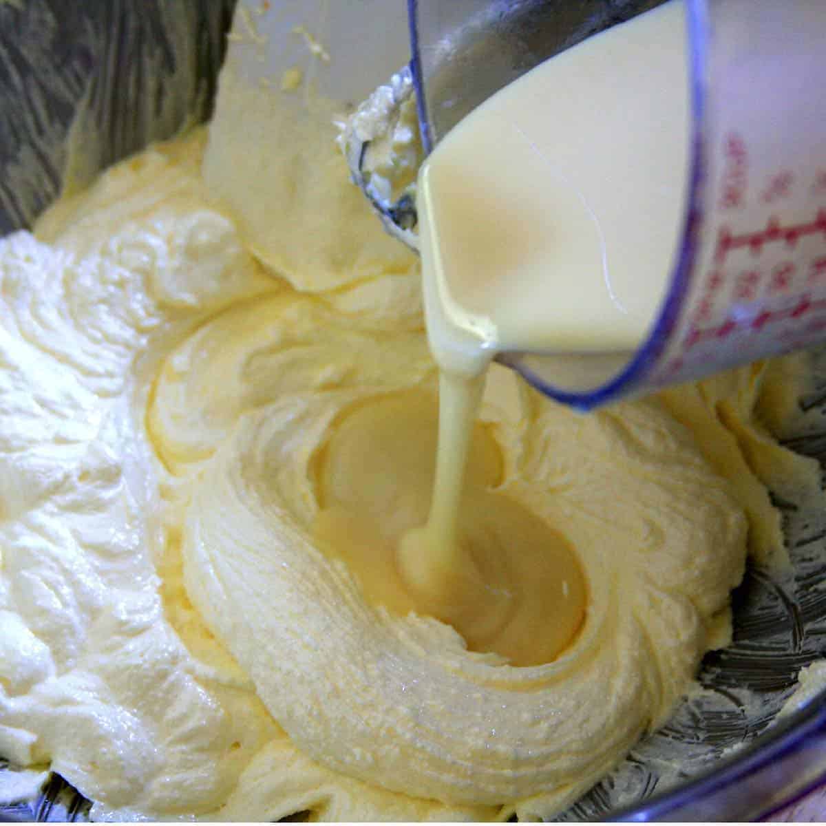 Pour condensed milk