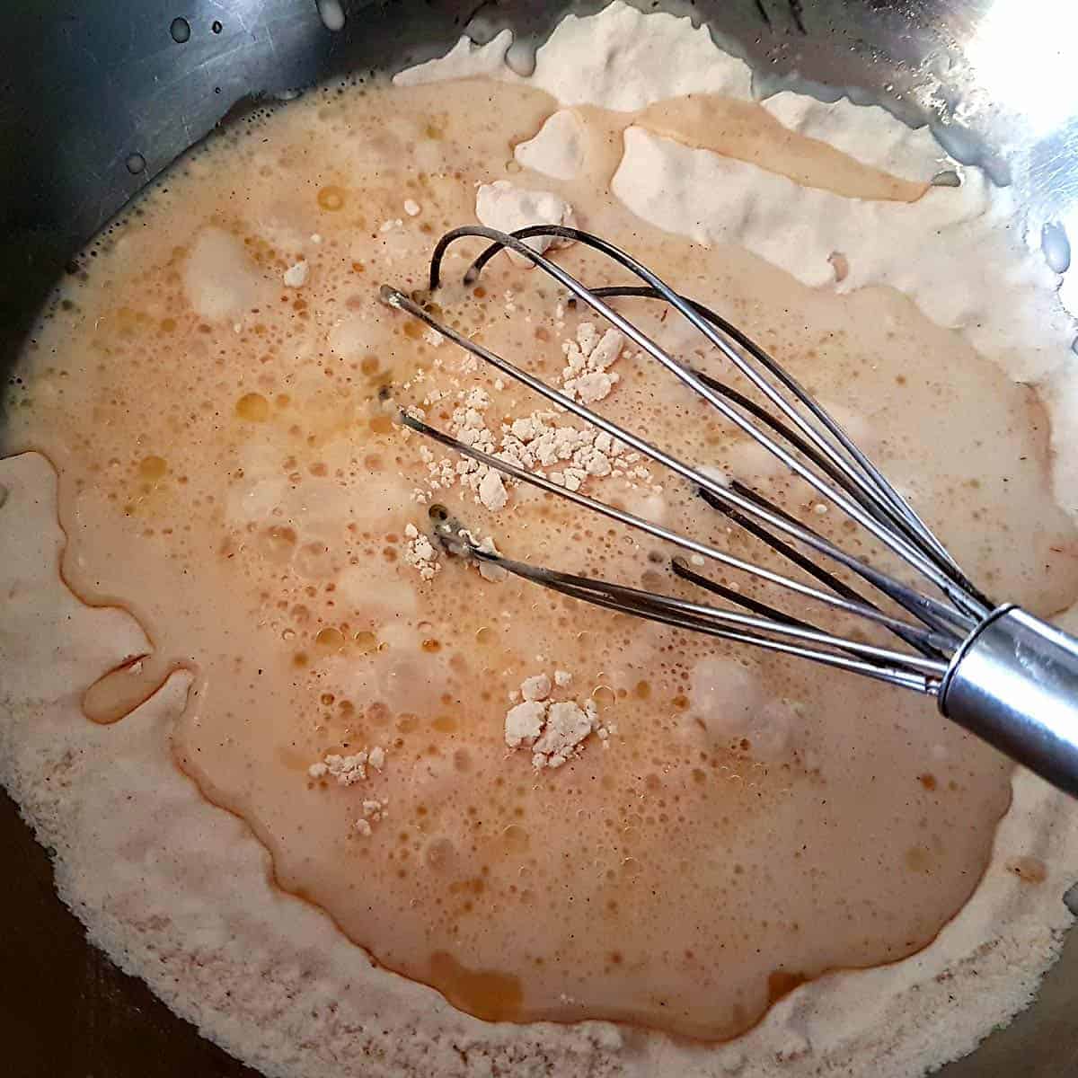 Pour wet-mix into flour mix