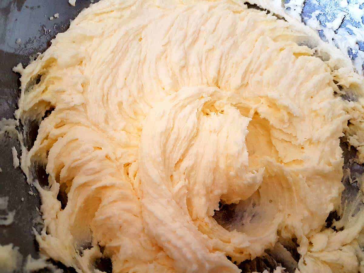 Creamed butter and sugar mix