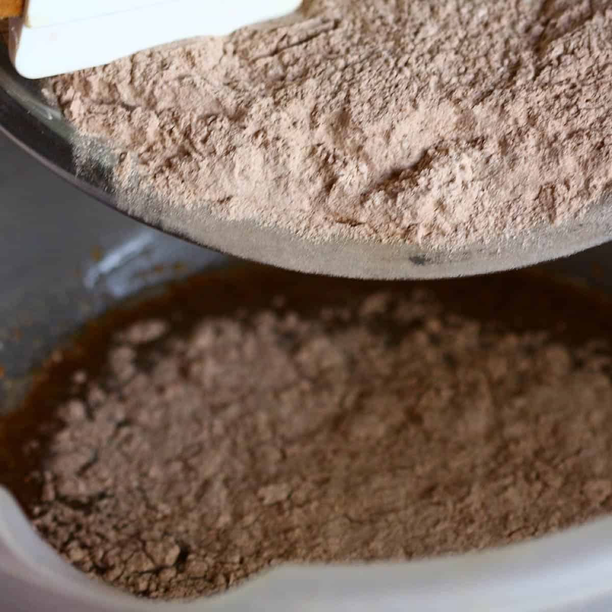 Mix dry ingredients into wet mix