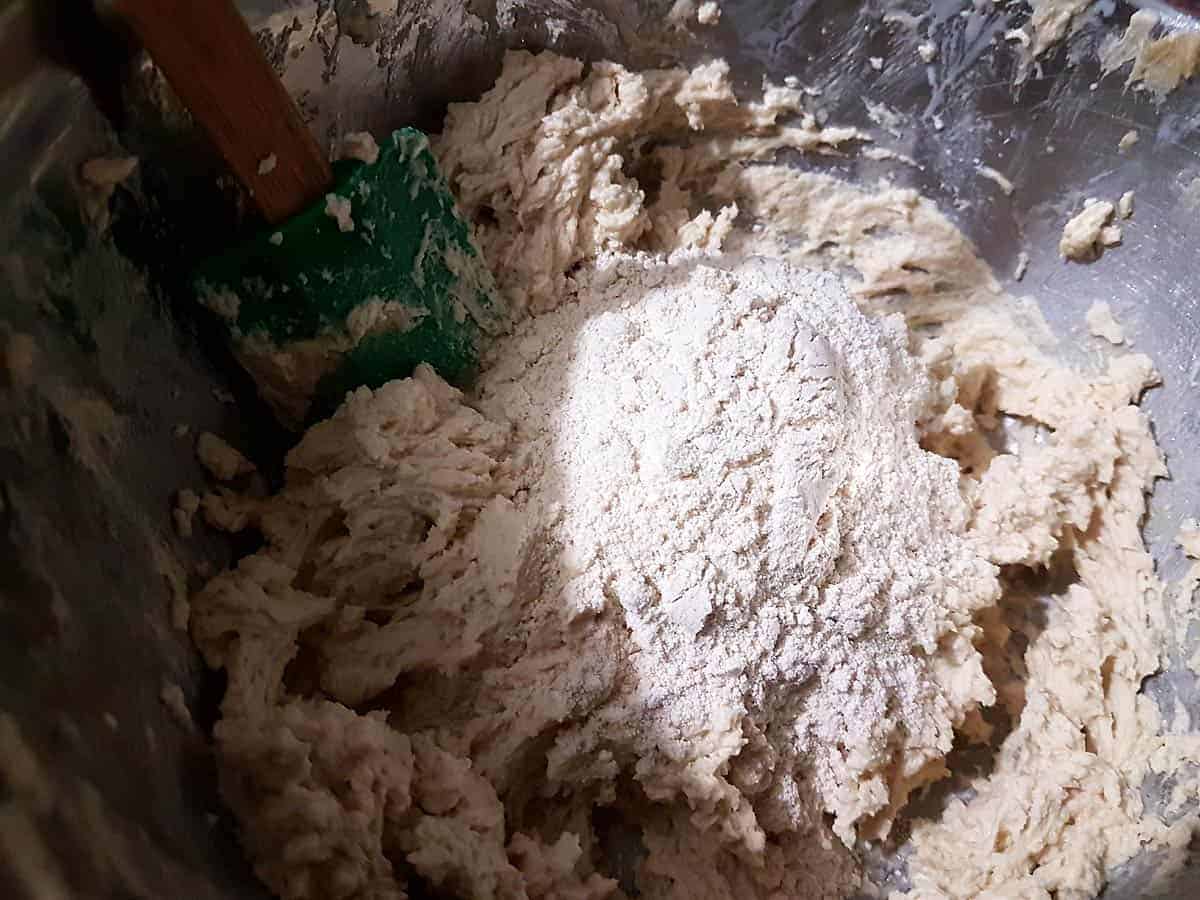 Add some flour mix to creamed mix