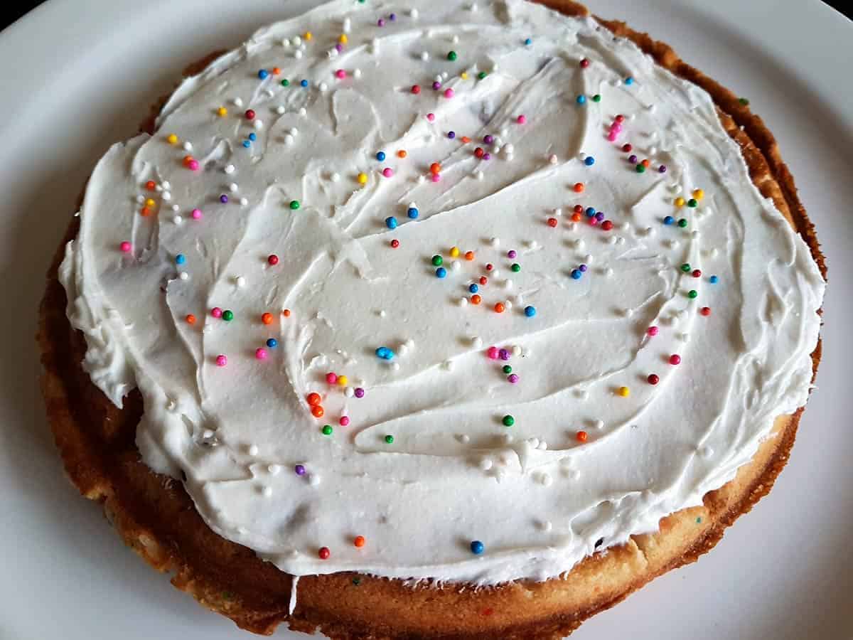 Top frosted waffle with sprinkles