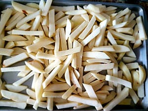 Place Dried Potatoes On Baking Sheet