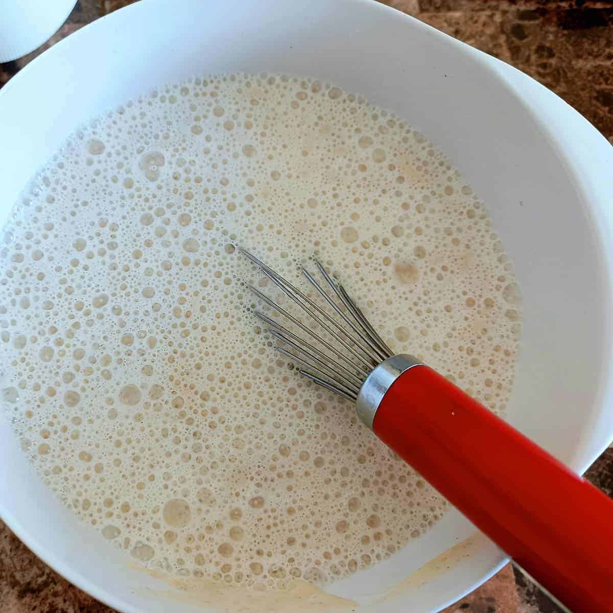 Thoroughly whisk eggless eggnog mixture