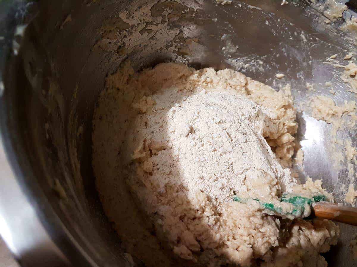 Add the remaining flour mix