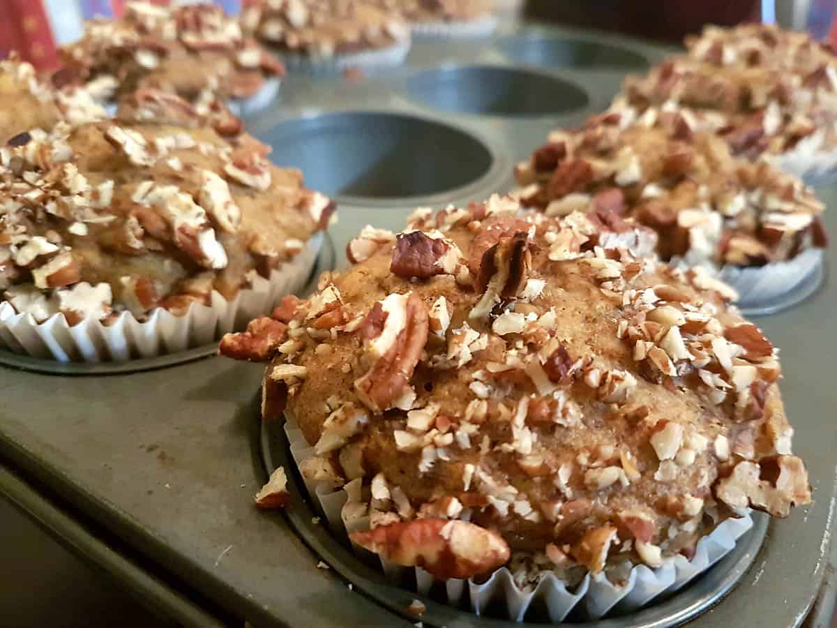 Vegan Apple flax muffins ready