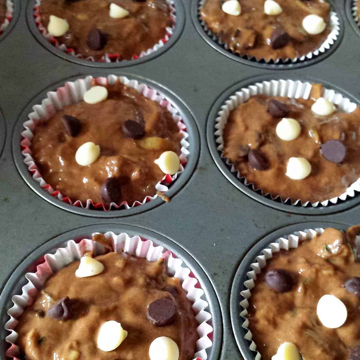 Spoon batter into muffin tins