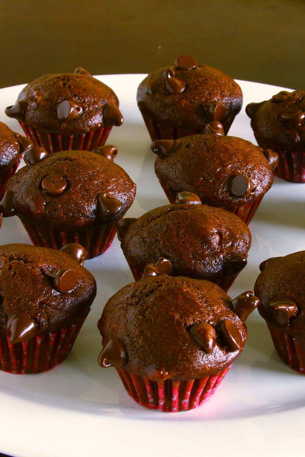 Banana Chocolate Muffins On Tray