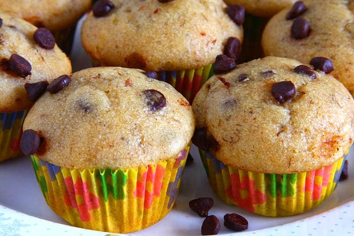 Chocolate Chip Banana Peanut Butter Muffins