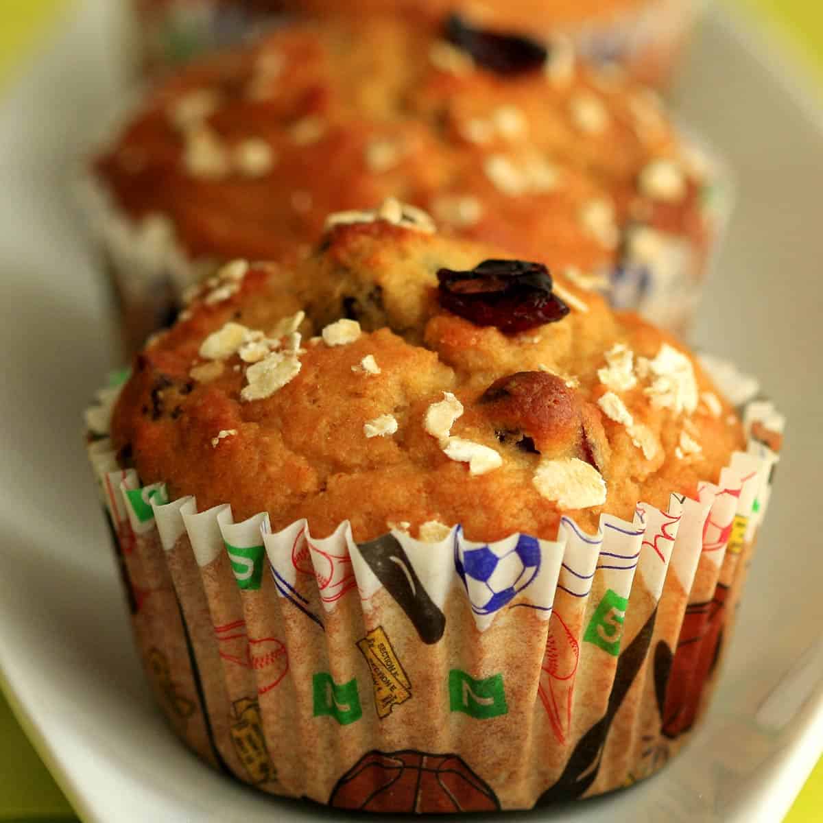 Eggless Oat Flour Cranberry Muffins