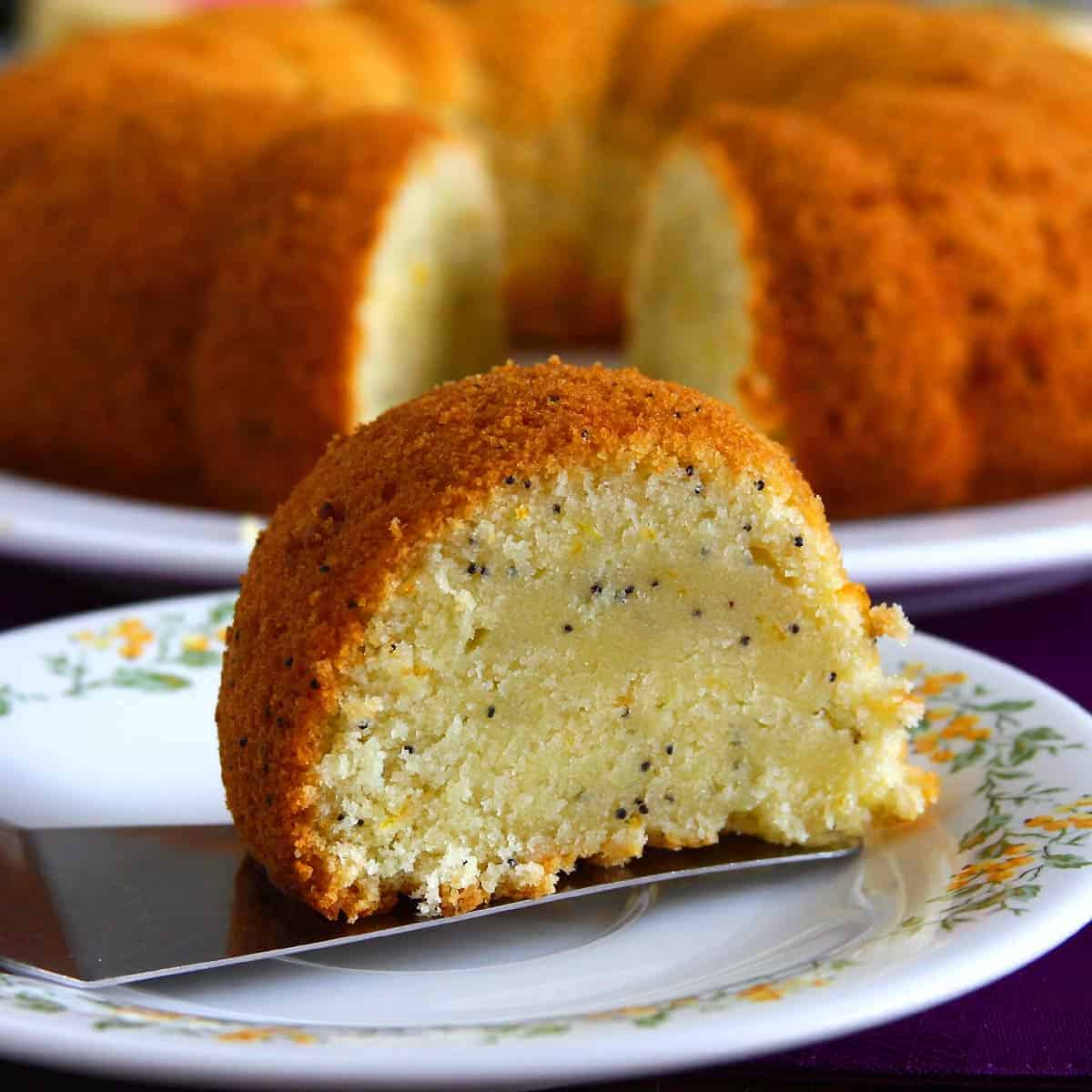 Eggless Orange Poppy Seed Bundt Cake