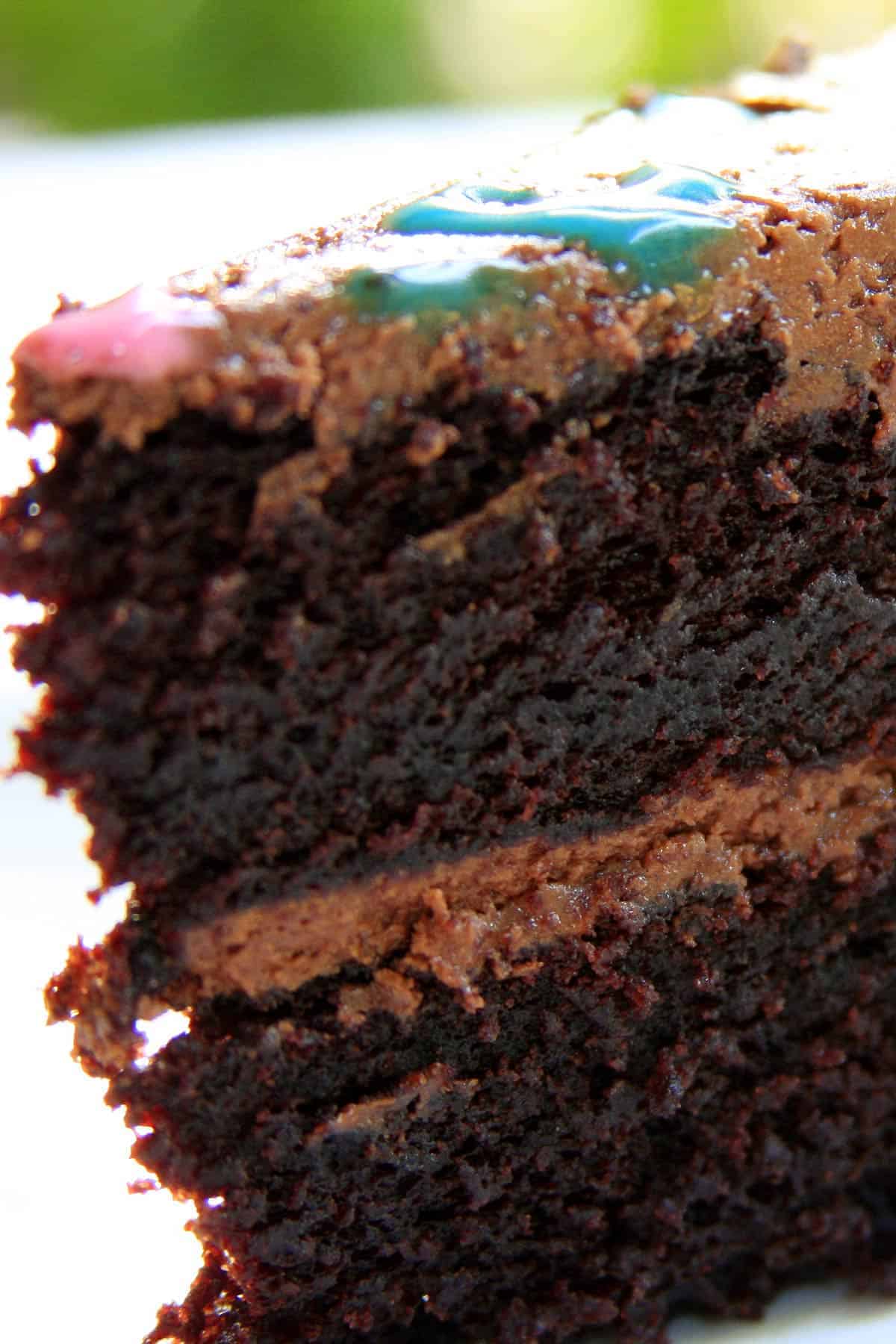 Eggless Chocolate Cake Slice.