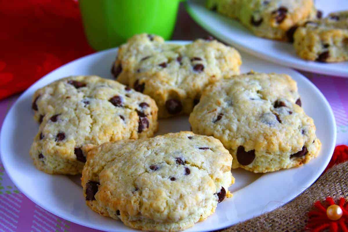 Serve chocolate chip scones with tea