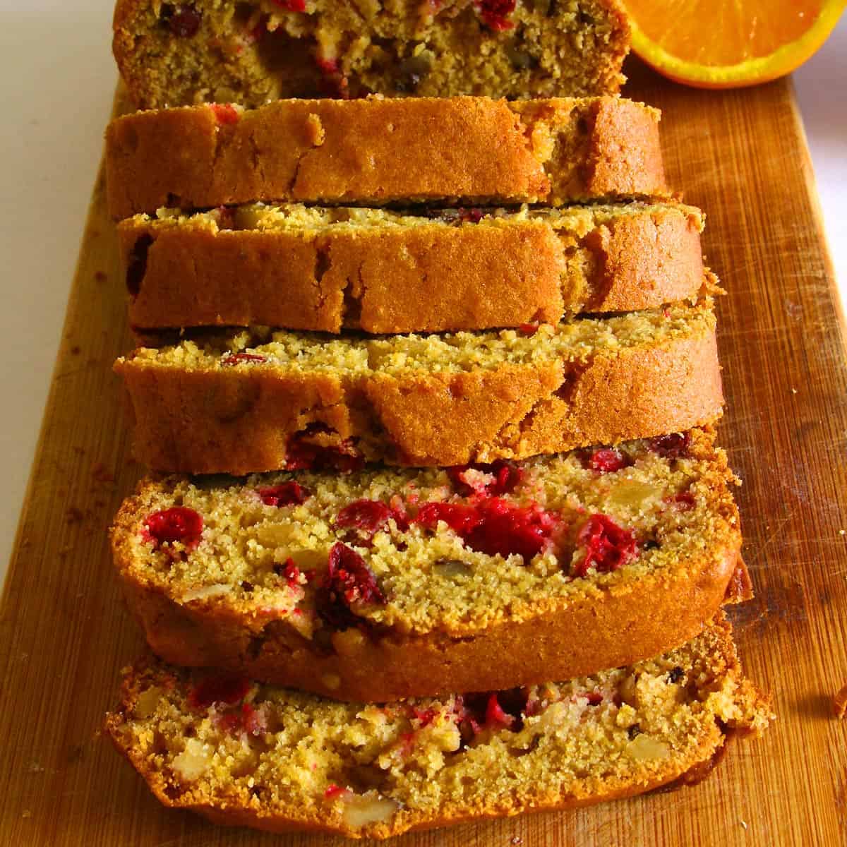 Sliced Vegan Cranberry Bread