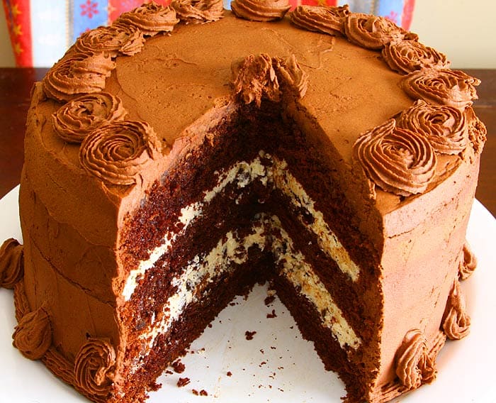 Triple-Layered Ganache Filled Chocolate Cake