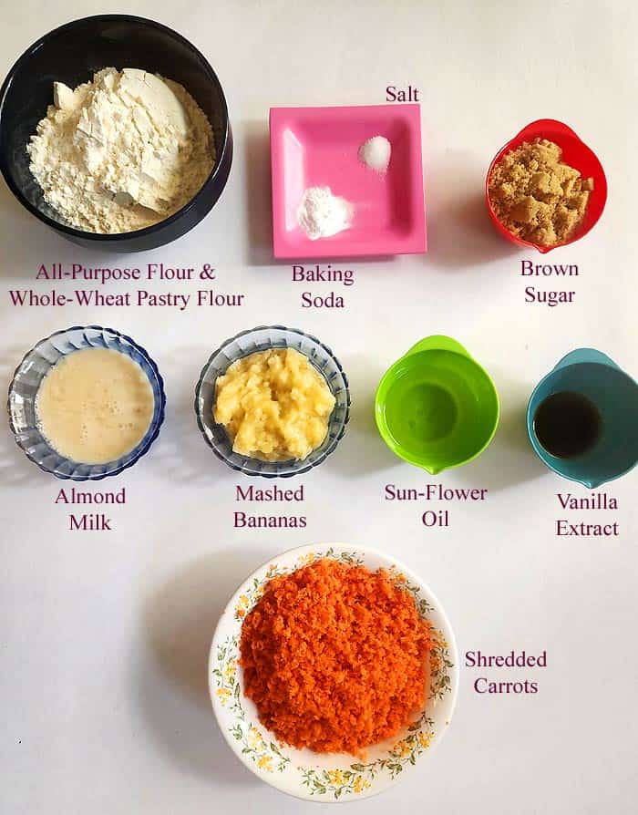 Vegan Banana Carrot Muffins Ingredients