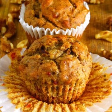 Vegan Whole Wheat Banana Beet Muffins