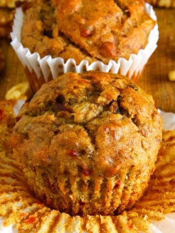 Vegan Whole Wheat Banana Beet Muffins