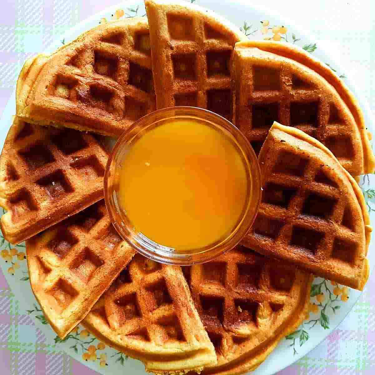 Vegan Whole Wheat Mango Waffles