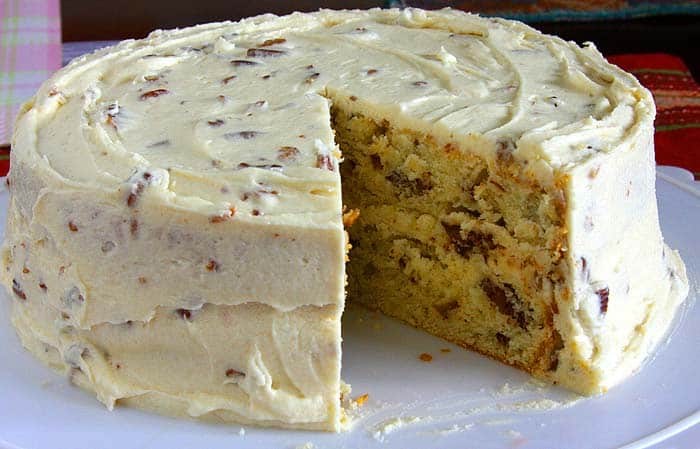 Butter pecan cake sliced