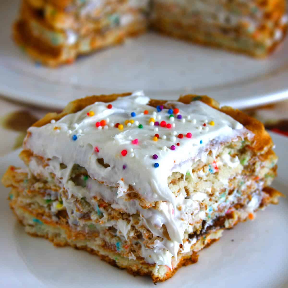 Cake mix waffles slice