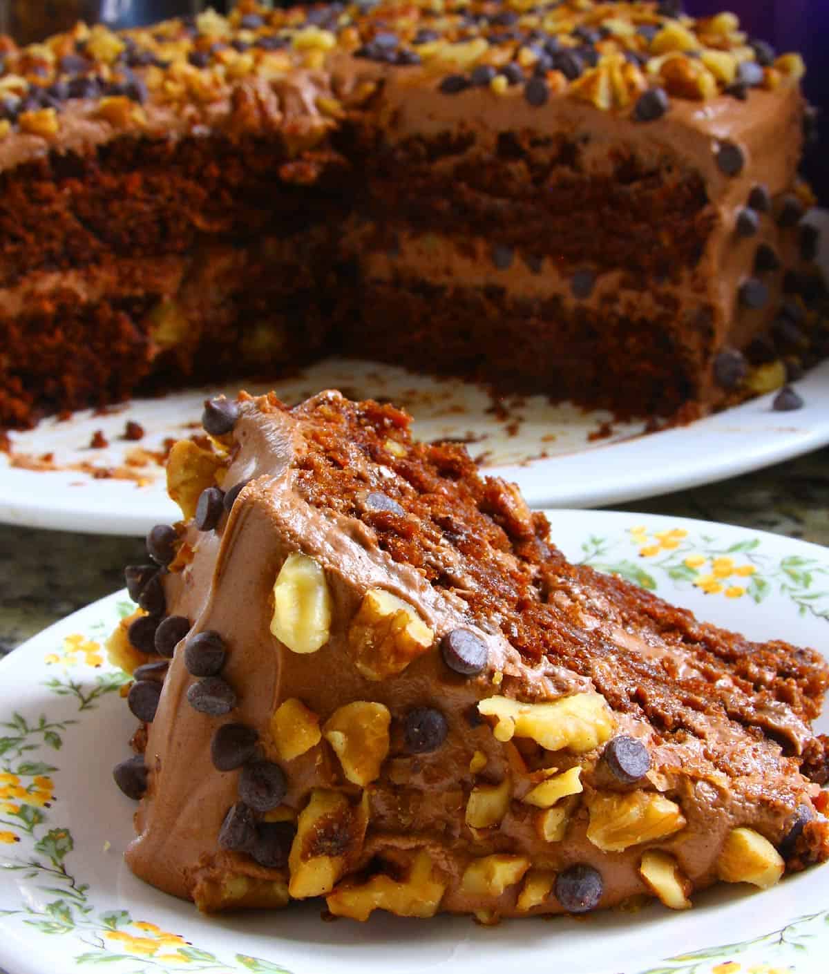 Eggless Chocolate Carrot Cake