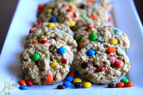 Eggless Oatmeal M&M Cookies