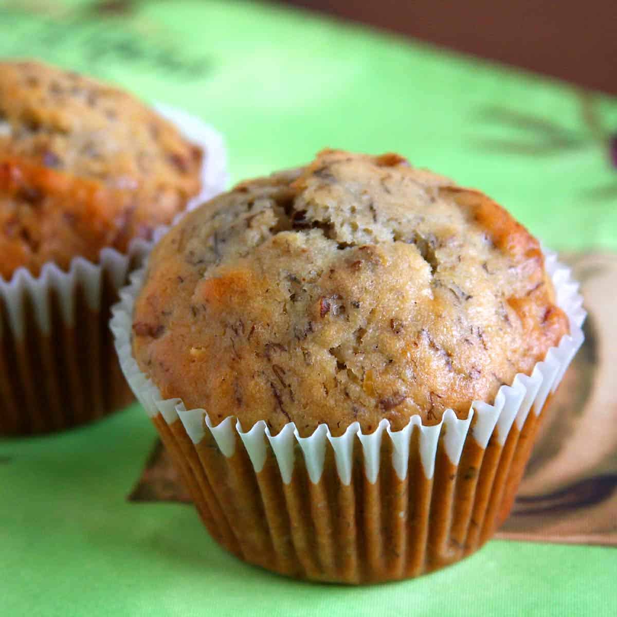 Eggless Banana Walnut Muffins