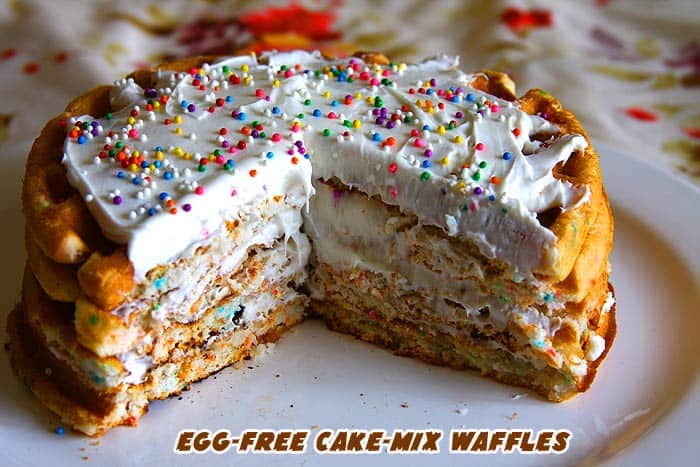 Eggless Cake Mix Waffles