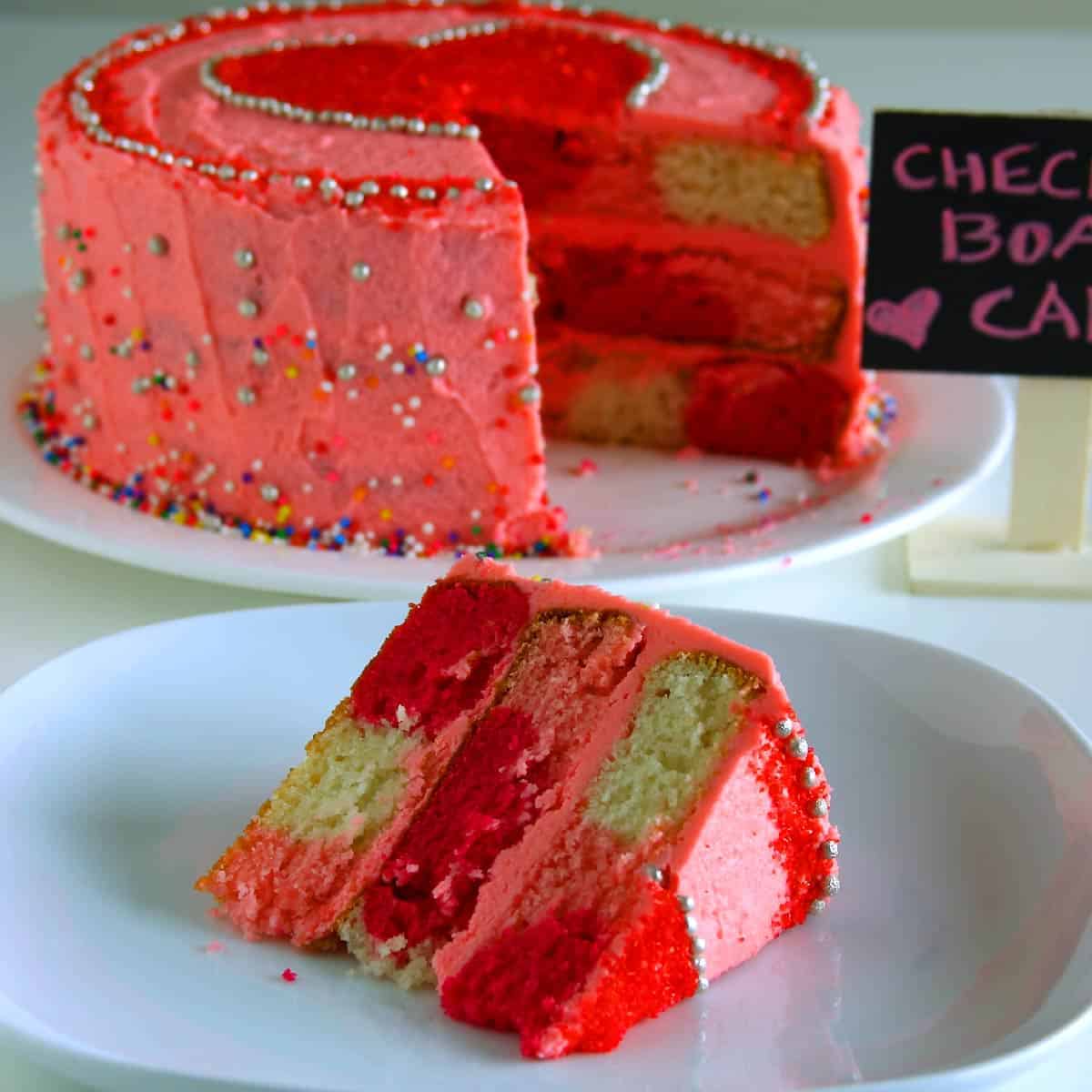 eggless checker board cake