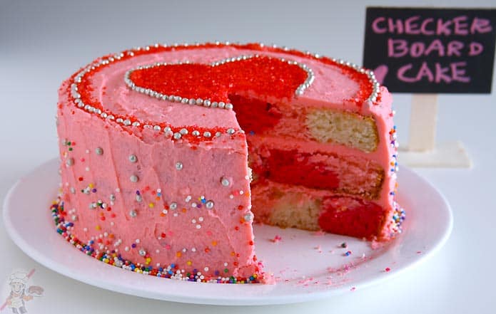 Eggless Checker Board Cake