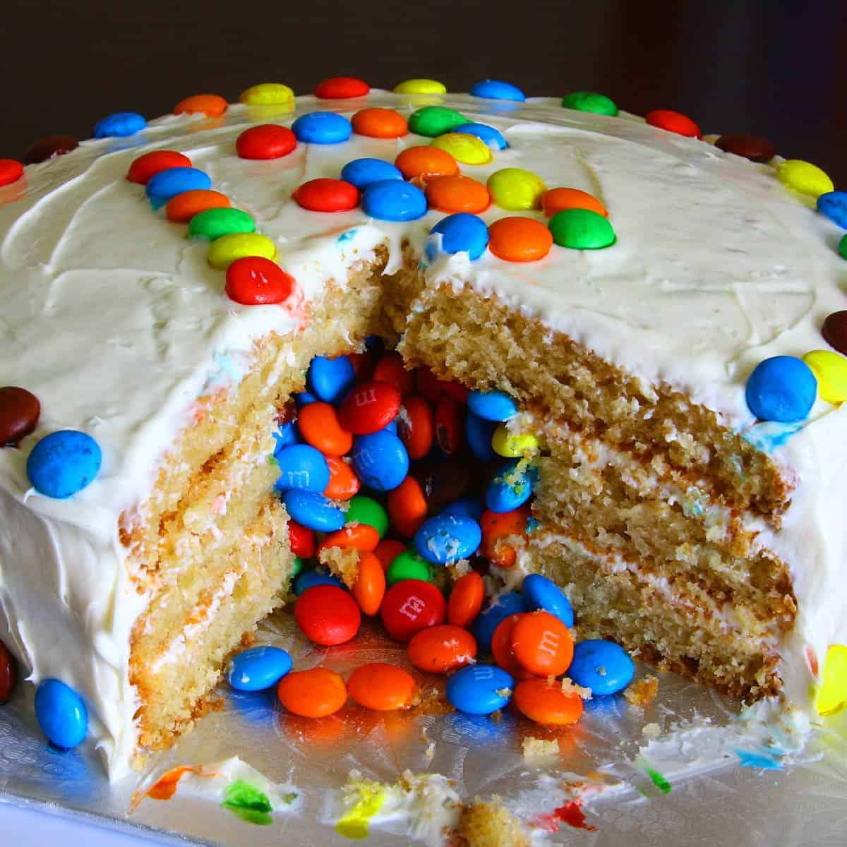 Eggless Piñata Cake