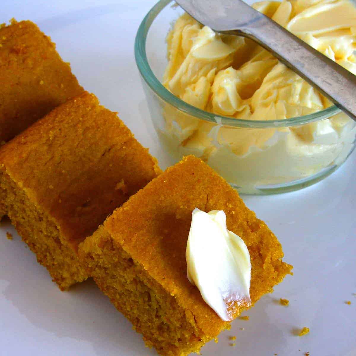 Eggless sweet potato cornbread