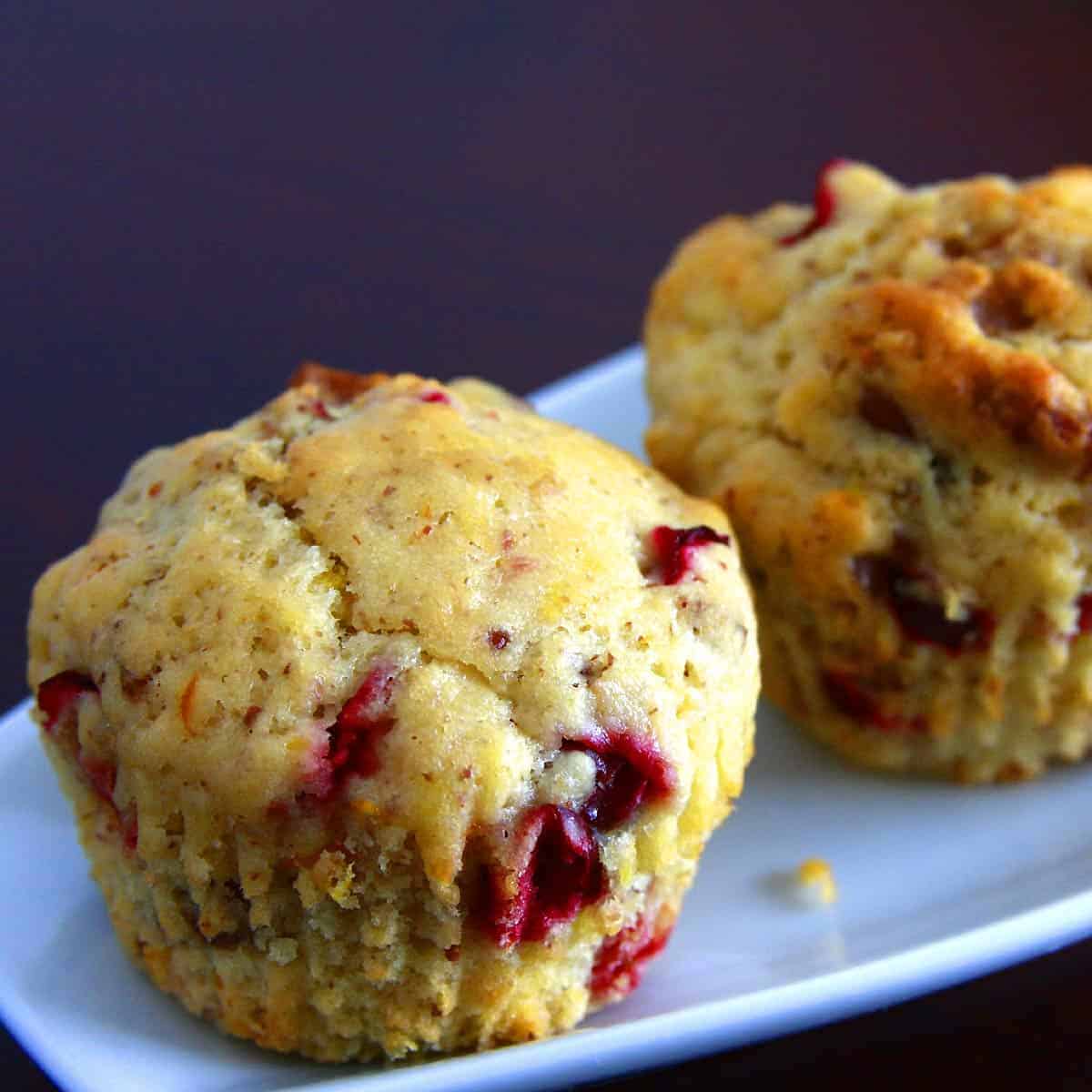 freshly baked vegan cranberry orange muffins