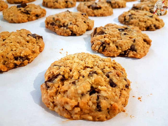 Oatmeal chocolate cookies fresh from the oven