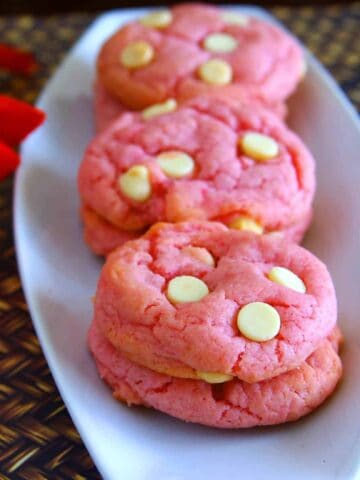 Pink Velvet Cake Mix Cookies