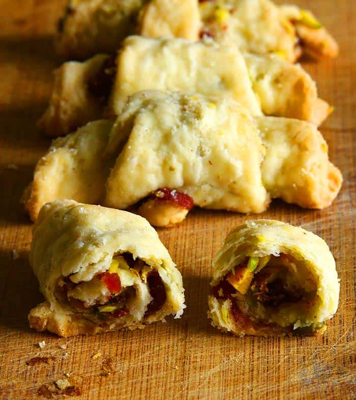 pistachio rugelach cookies