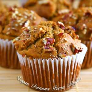 Vegan Banana Pecan Muffins