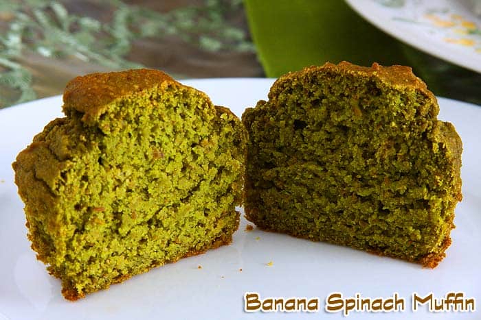 vegan banana spinach muffins