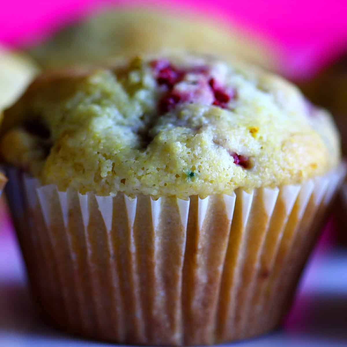 Vegan Cornmeal Raspberry Muffins